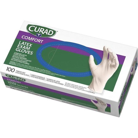 CURAD Powder Free Latex Exam Gloves, White, M, 100 PK MIICUR8105